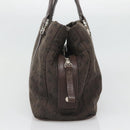 BVLGARI Logo Mania Shoulder Bag Canvas Brown Silver Auth BA3170-4