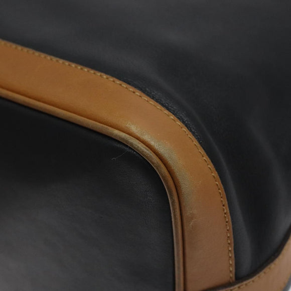 CELINE Shoulder Bag Leather Black Gold Auth BA3171