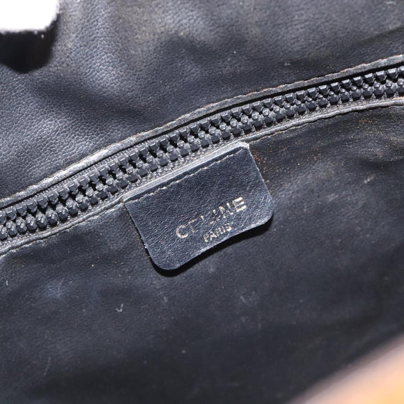 CELINE Shoulder Bag Leather Black Gold Auth BA3171