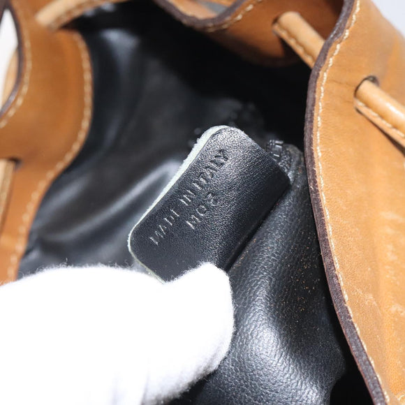 CELINE Shoulder Bag Leather Black Gold Auth BA3171