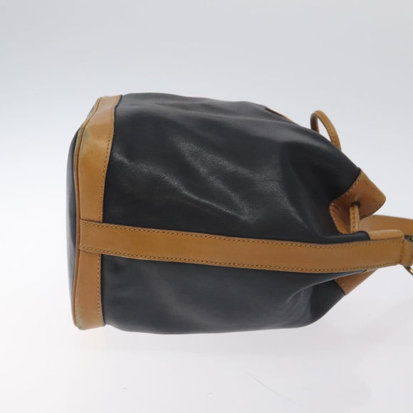 CELINE Shoulder Bag Leather Black Gold Auth BA3171