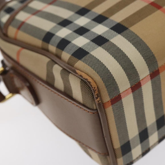 Burberrys Nova Check Shoulder Bag Canvas Beige Gold Auth BA3173