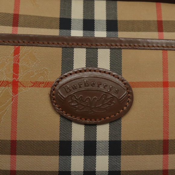 Burberrys Nova Check Shoulder Bag Canvas Beige Gold Auth BA3173