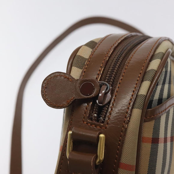 Burberrys Nova Check Shoulder Bag Canvas Beige Gold Auth BA3173