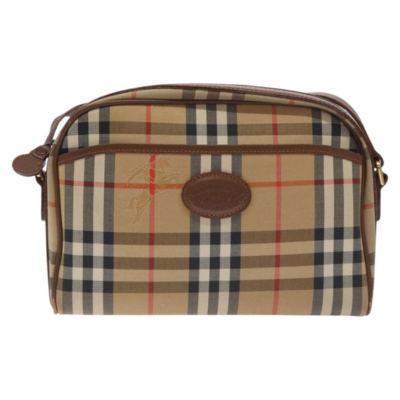 Burberrys Nova Check Shoulder Bag Canvas Beige Gold Auth BA3173