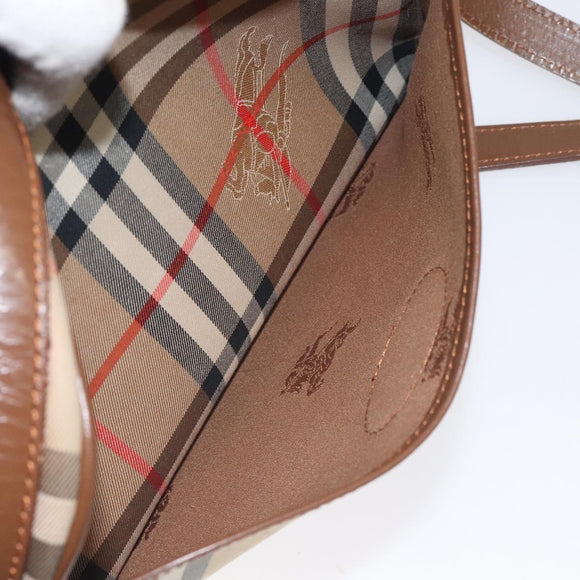 Burberrys Nova Check Shoulder Bag Canvas Beige Gold Auth BA3173