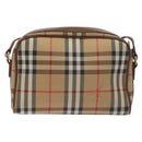 Burberrys Nova Check Shoulder Bag Canvas Beige Gold Auth BA3173-2