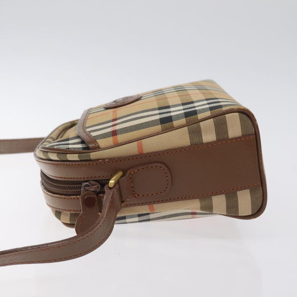 Burberrys Nova Check Shoulder Bag Canvas Beige Gold Auth BA3173