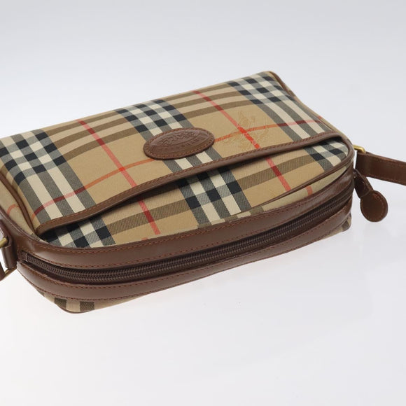 Burberrys Nova Check Shoulder Bag Canvas Beige Gold Auth BA3173