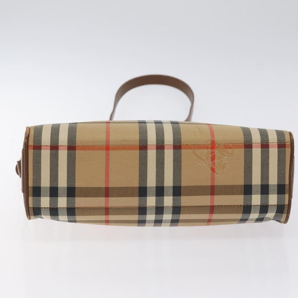 Burberrys Nova Check Shoulder Bag Canvas Beige Gold Auth BA3173