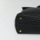 BALLY Quilted Hand Bag Leather Black Gold Auth BA3175-9