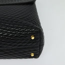 BALLY Quilted Hand Bag Leather Black Gold Auth BA3175-11