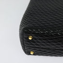 BALLY Quilted Hand Bag Leather Black Gold Auth BA3175-15
