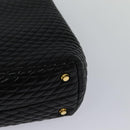 BALLY Quilted Hand Bag Leather Black Gold Auth BA3175-16