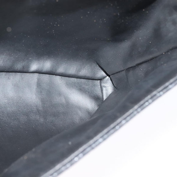 BALLY Quilted Hand Bag Leather Black Gold Auth BA3175