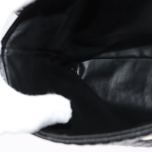 BALLY Quilted Hand Bag Leather Black Gold Auth BA3175