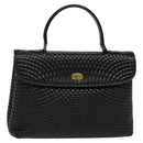 BALLY Quilted Hand Bag Leather Black Gold Auth BA3175-1
