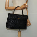 BALLY Quilted Hand Bag Leather Black Gold Auth BA3175-22