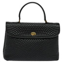 BALLY Quilted Hand Bag Leather Black Gold Auth BA3175-13