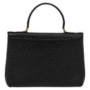 BALLY Quilted Hand Bag Leather Black Gold Auth BA3175-3