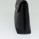 BALLY Quilted Hand Bag Leather Black Gold Auth BA3175-5