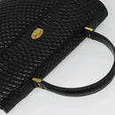 BALLY Quilted Hand Bag Leather Black Gold Auth BA3175-6