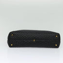 BALLY Quilted Hand Bag Leather Black Gold Auth BA3175-9