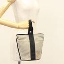 HERMES Saksaw PM Hand Bag Canvas Gray Auth BA3184-23