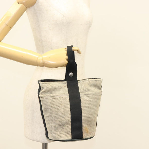 HERMES Saksaw PM Hand Bag Canvas Gray Auth BA3184