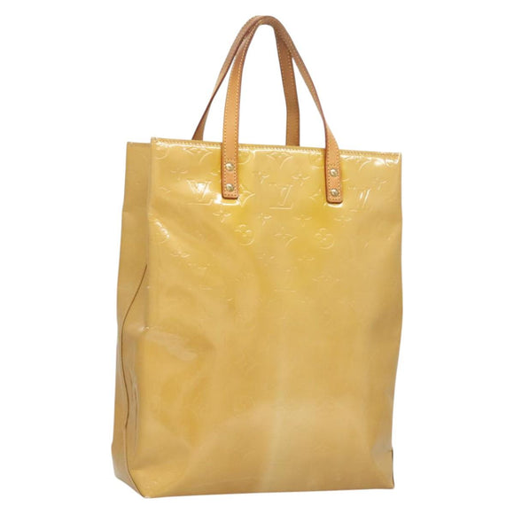 LOUIS VUITTON Monogram Vernis Reade MM Hand Bag Beige M91141 LV Auth BA3199