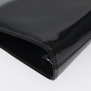 Salvatore Ferragamo Gancini Chain Shoulder Bag Patent Black Gold Auth BA3201-11