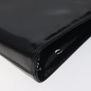 Salvatore Ferragamo Gancini Chain Shoulder Bag Patent Black Gold Auth BA3201-12