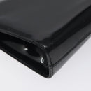 Salvatore Ferragamo Gancini Chain Shoulder Bag Patent Black Gold Auth BA3201-13