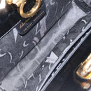 Salvatore Ferragamo Gancini Chain Shoulder Bag Patent Black Gold Auth BA3201-16