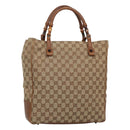 GUCCI GG Canvas Bamboo Hand Bag Beige 112530 Auth BA3203-1
