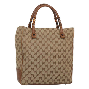 GUCCI GG Canvas Bamboo Hand Bag Beige 112530 Auth BA3203