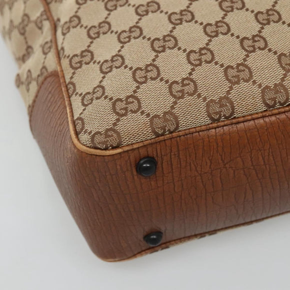 GUCCI GG Canvas Bamboo Hand Bag Beige 112530 Auth BA3203