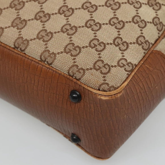 GUCCI GG Canvas Bamboo Hand Bag Beige 112530 Auth BA3203