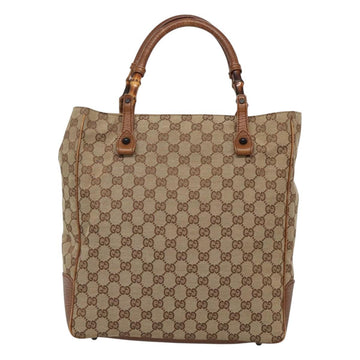 GUCCI GG Canvas Bamboo Hand Bag Beige 112530 Auth BA3203 - 0