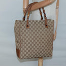 GUCCI GG Canvas Bamboo Hand Bag Beige 112530 Auth BA3203-20
