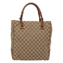 GUCCI GG Canvas Bamboo Hand Bag Beige 112530 Auth BA3203-3
