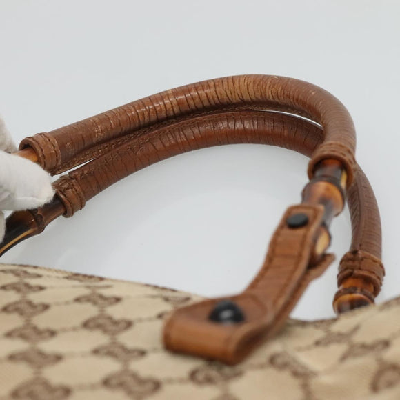 GUCCI GG Canvas Bamboo Hand Bag Beige 112530 Auth BA3203