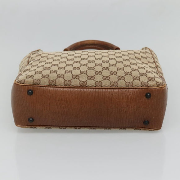 GUCCI GG Canvas Bamboo Hand Bag Beige 112530 Auth BA3203