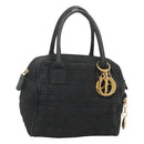 Christian Dior Canage Hand Bag Nylon Black Gold Auth BA3208-1