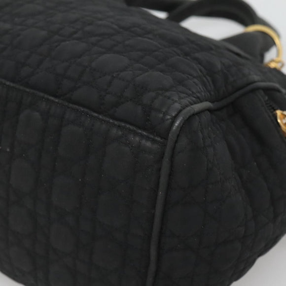 Christian Dior Canage Hand Bag Nylon Black Gold Auth BA3208