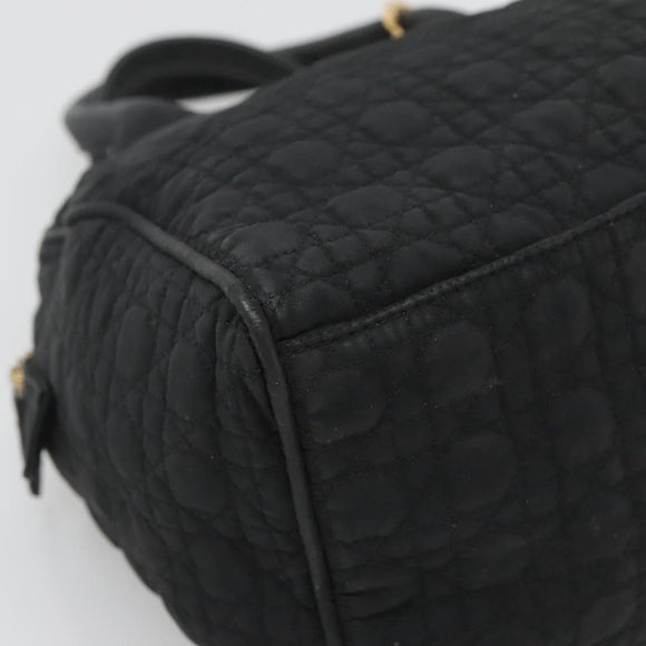 Christian Dior Canage Hand Bag Nylon Black Gold Auth BA3208