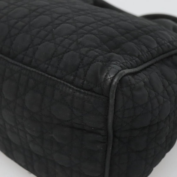 Christian Dior Canage Hand Bag Nylon Black Gold Auth BA3208