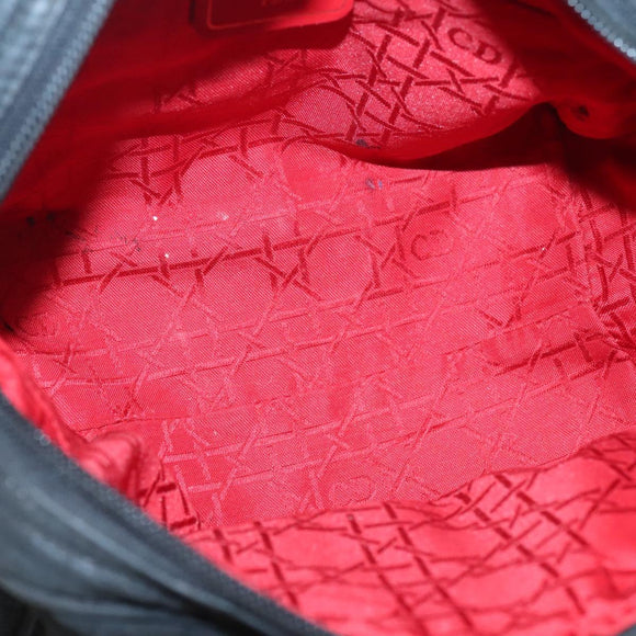 Christian Dior Canage Hand Bag Nylon Black Gold Auth BA3208