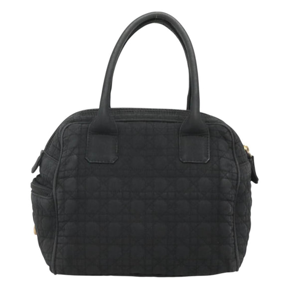 Christian Dior Canage Hand Bag Nylon Black Gold Auth BA3208