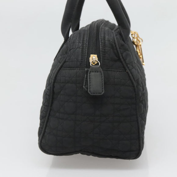 Christian Dior Canage Hand Bag Nylon Black Gold Auth BA3208
